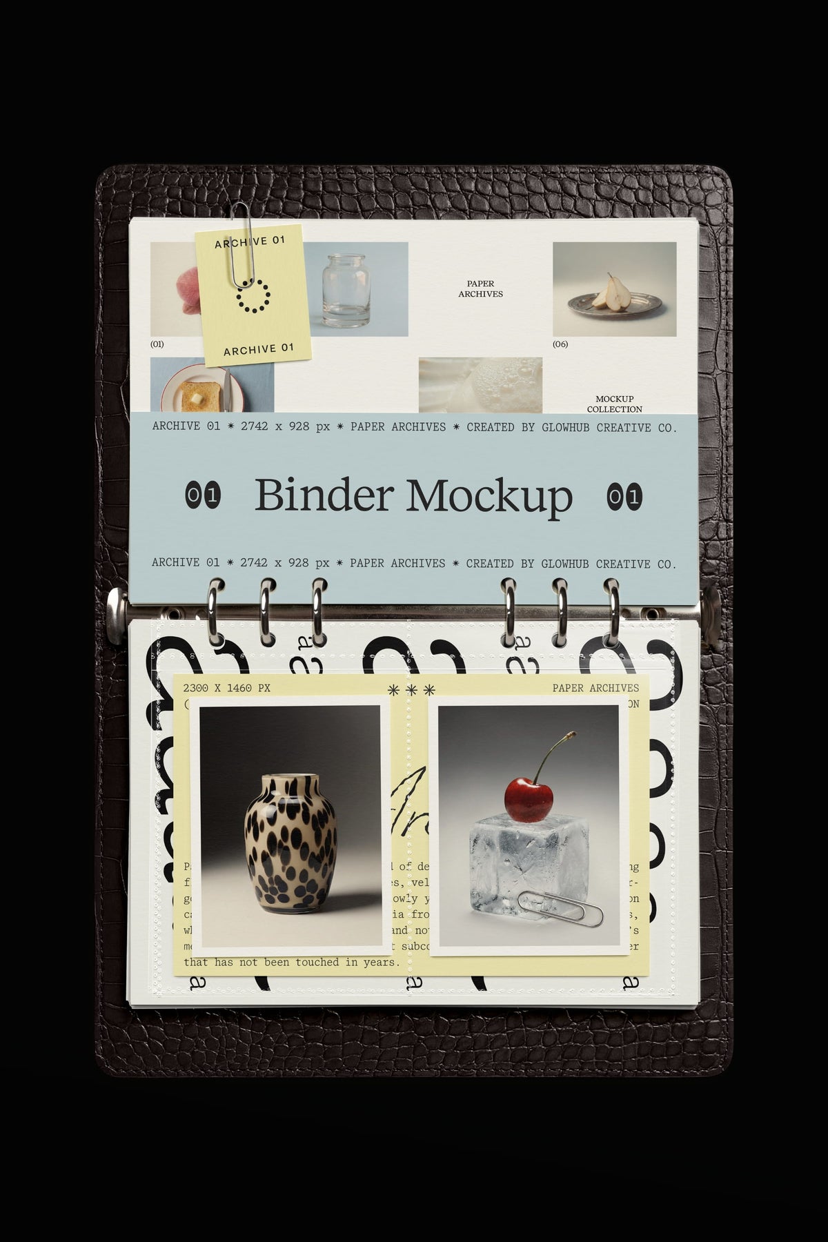 Planner • Binder Mockup • Leather / Plastic Cover • Paper Archives 01 Glowhub Creative Co.