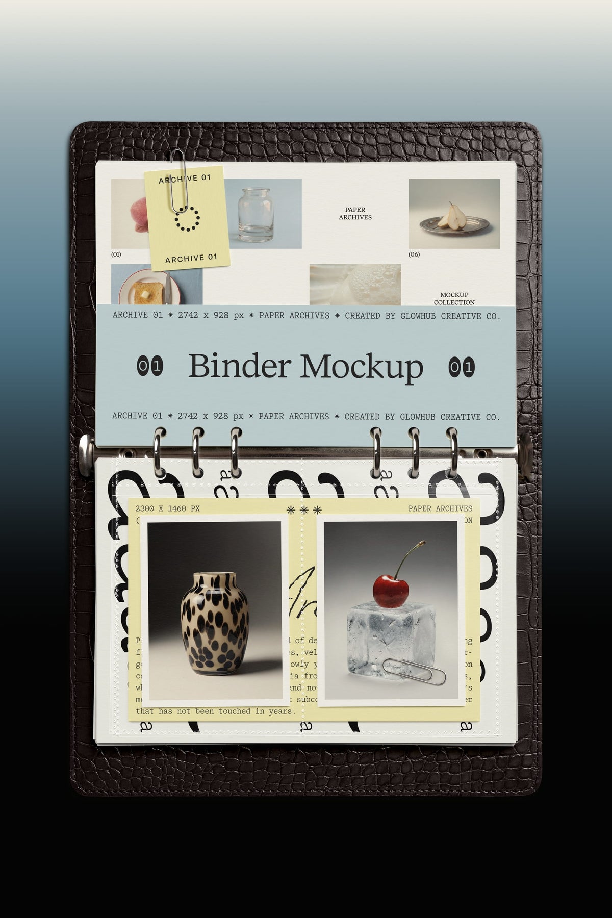 Planner • Binder Mockup • Leather / Plastic Cover • Paper Archives 01 Glowhub Creative Co.