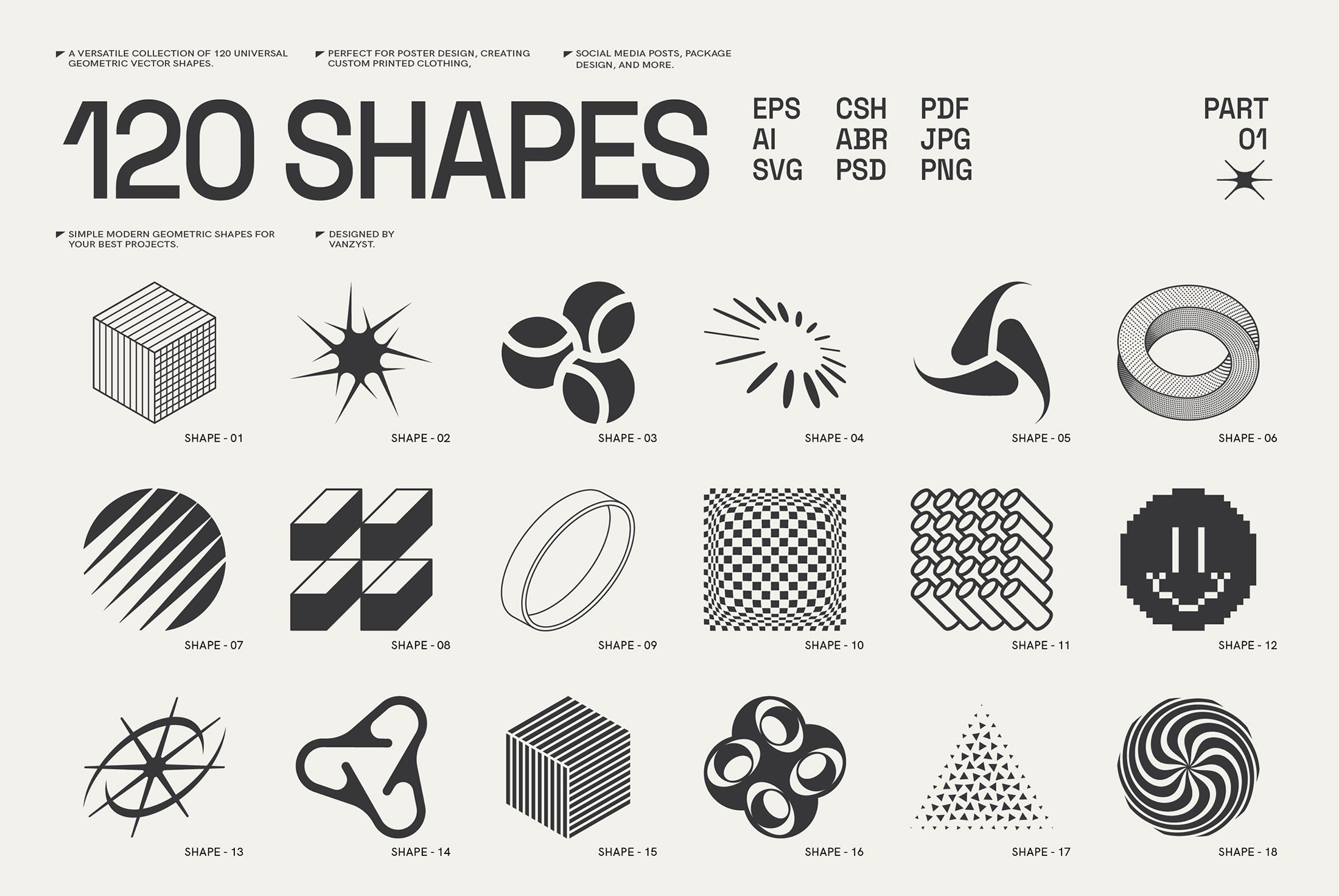 120 Abstract Geometric Shapes - Part 1