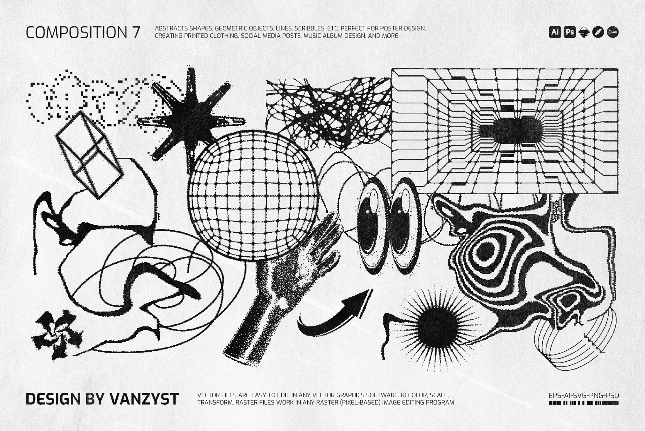 138 Bitmap Vector Shapes Pack Vanzyst