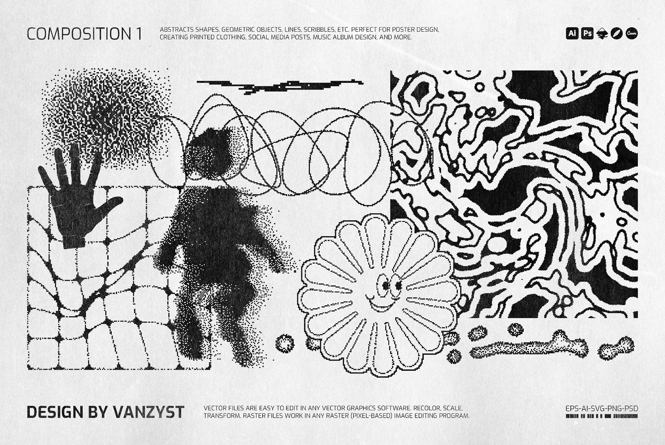 138 Bitmap Vector Shapes Pack Vanzyst