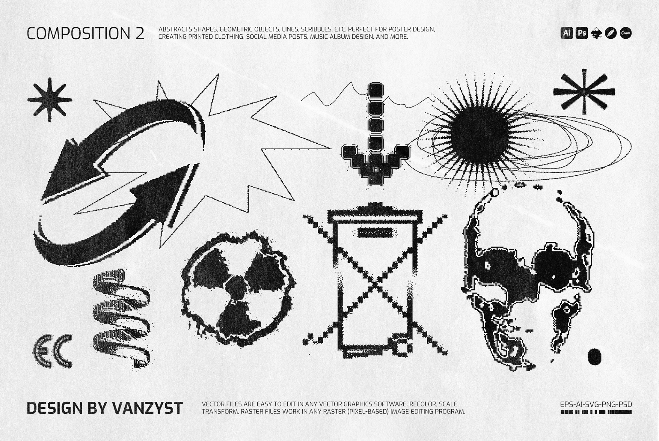 138 Bitmap Vector Shapes Pack Vanzyst