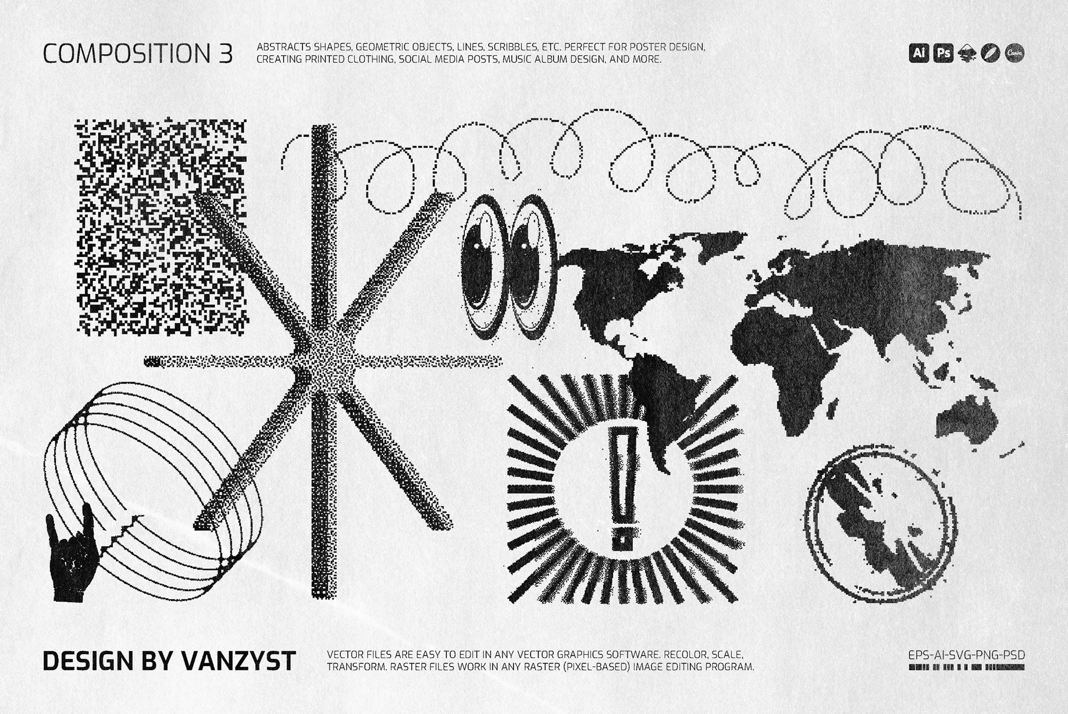 138 Bitmap Vector Shapes Pack Vanzyst