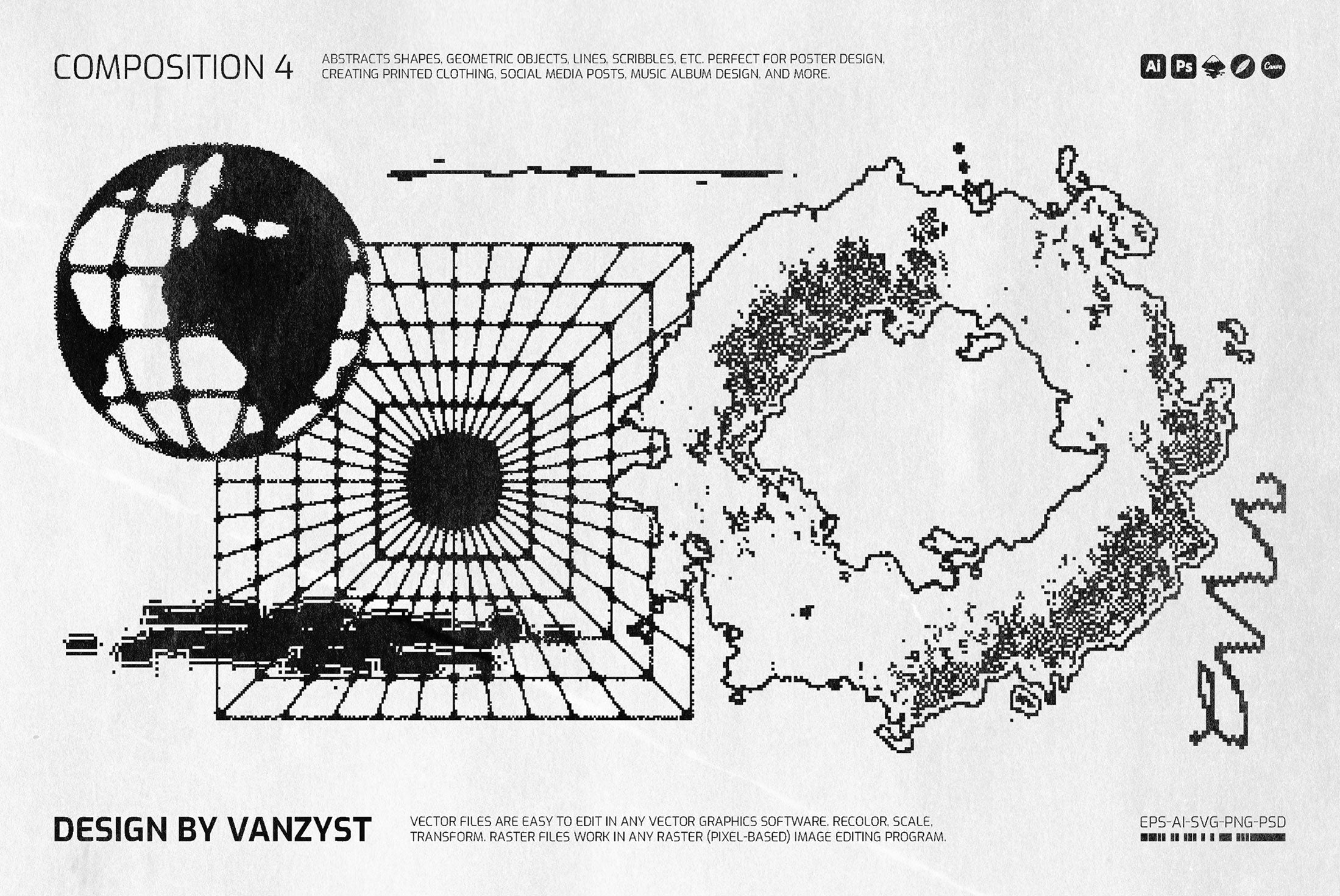 138 Bitmap Vector Shapes Pack Vanzyst