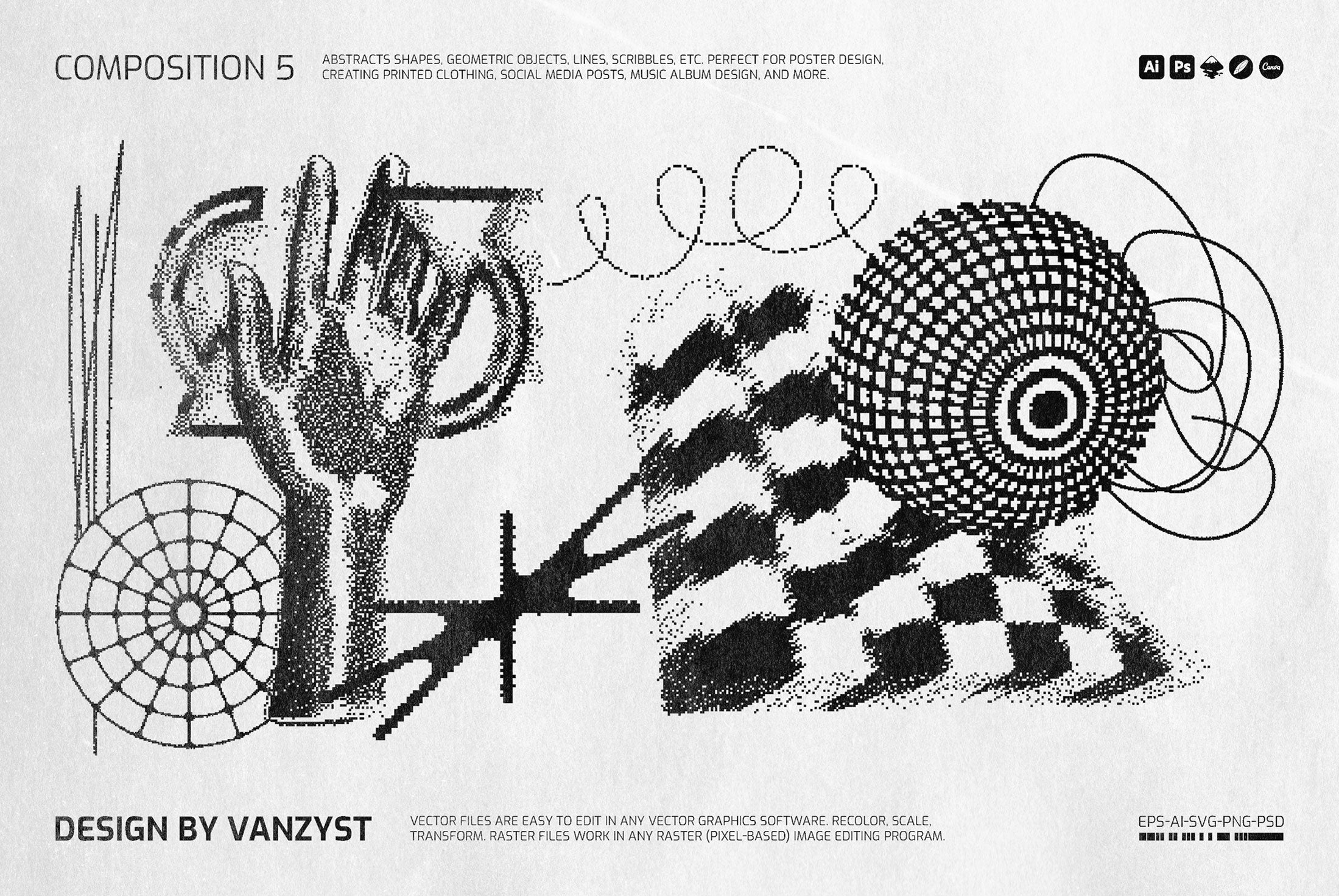 138 Bitmap Vector Shapes Pack Vanzyst