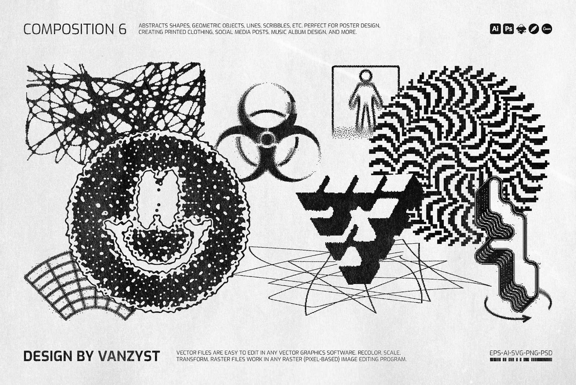 138 Bitmap Vector Shapes Pack Vanzyst