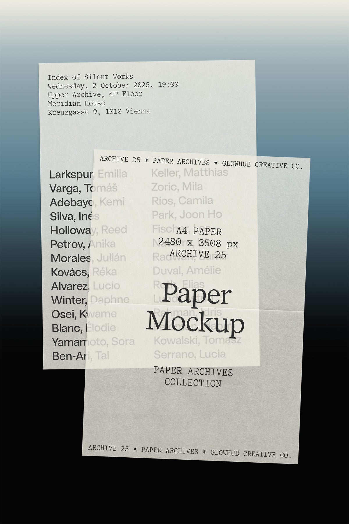 A4 Vellum Paper Mockup • Paper Archives 25 Glowhub Creative Co.