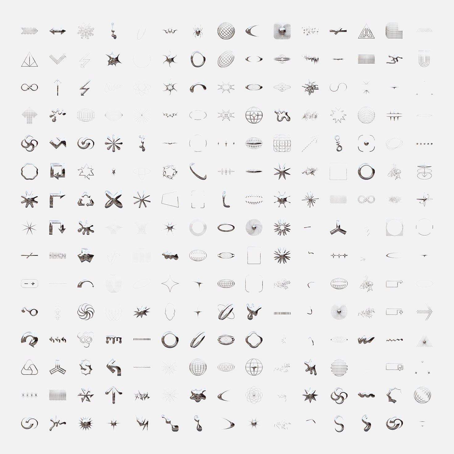 300+ Abstract Chrome Shapes Pack Softulka