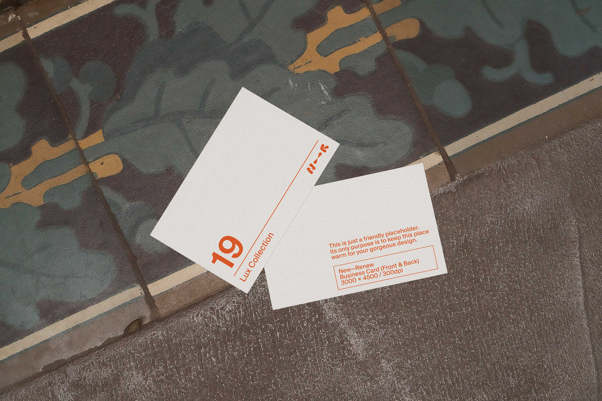 Vintage Business Card Mockup • LUX 019 New—Renew