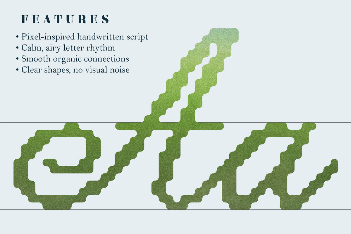 Lucid Wake Pixel Calligraphic Script Victoria Strukovskaya