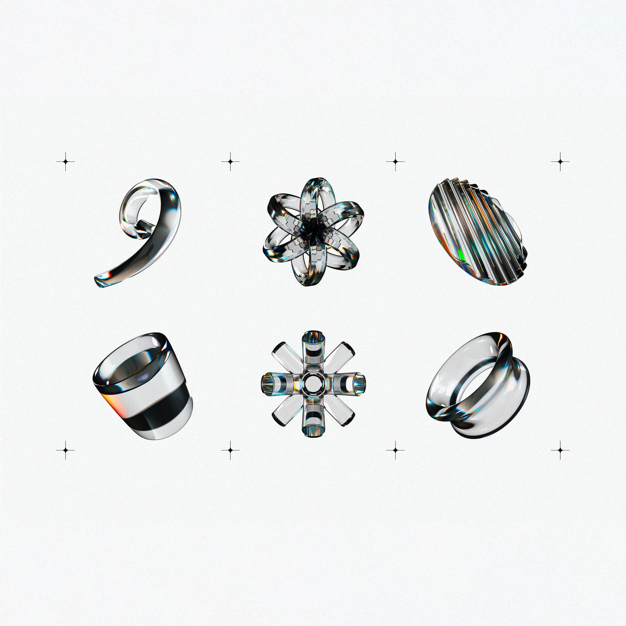 Liquid Glass 3D Shapes Pixelbuddha