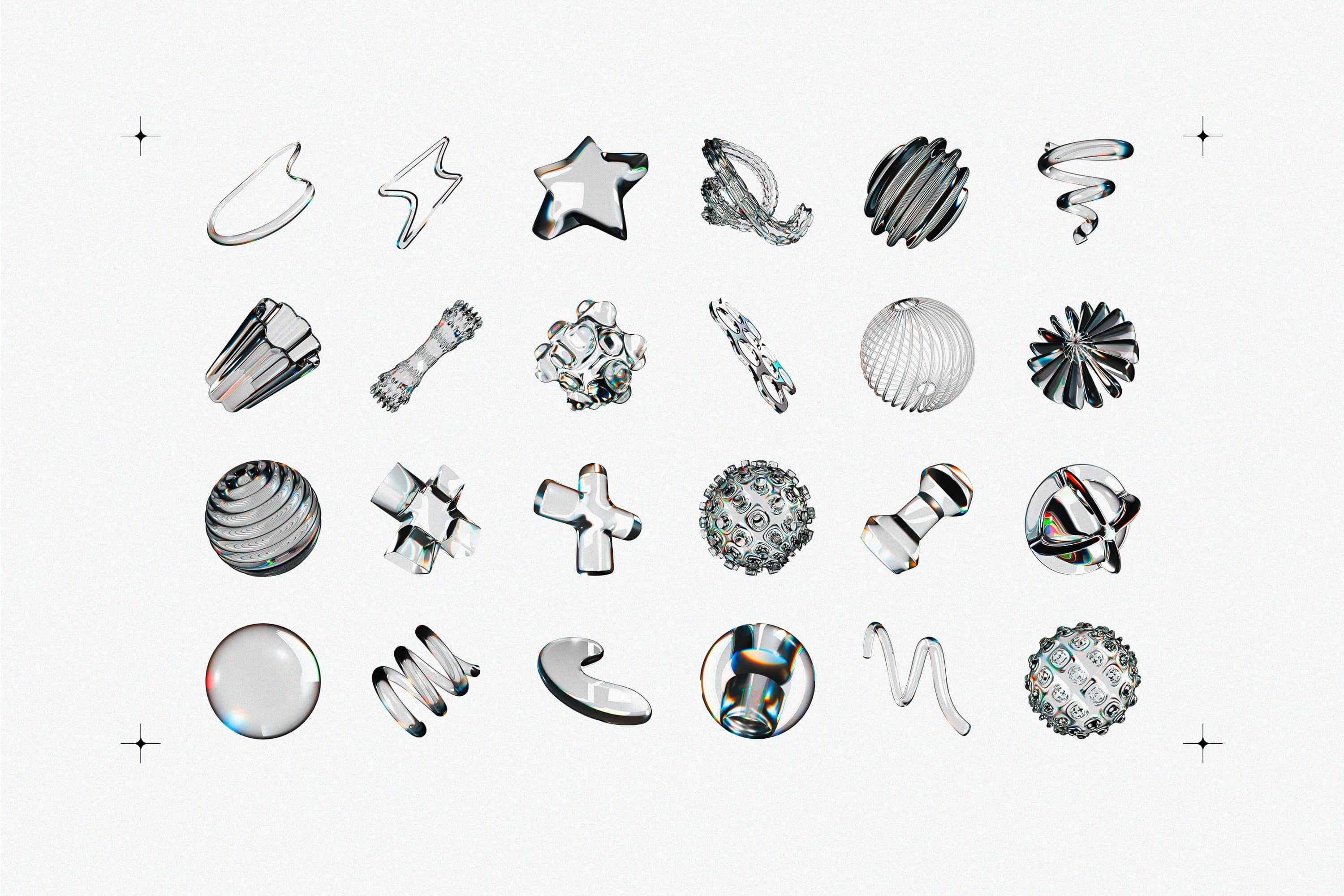 Liquid Glass 3D Shapes Pixelbuddha