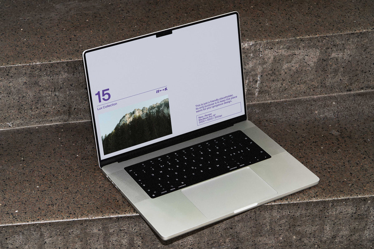 Rough Staircase MacBook Pro Mockup • LUX 015 New—Renew