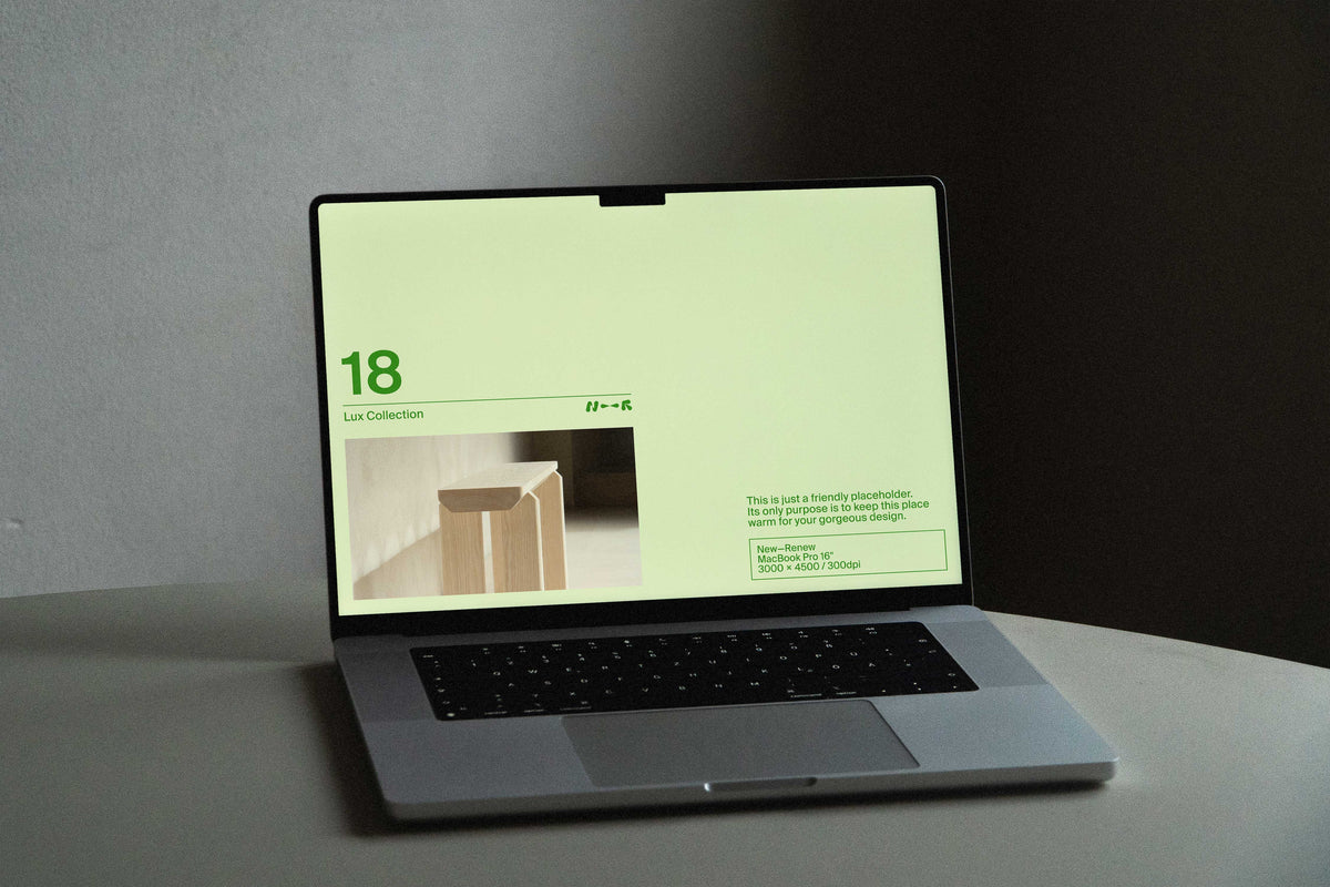 Dark Aesthetics MacBook Pro Mockup • LUX 018 New—Renew