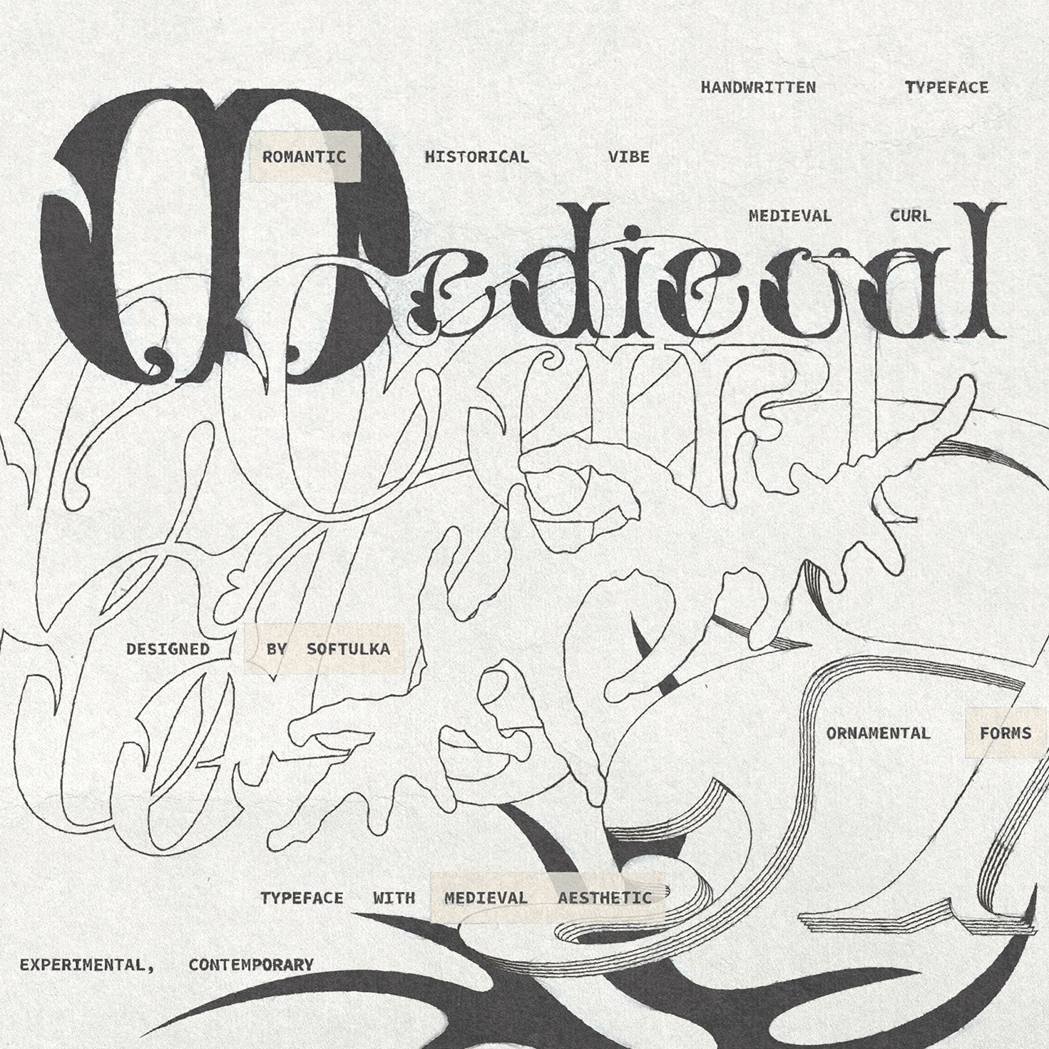 Medieval Curl Typeface Softulka