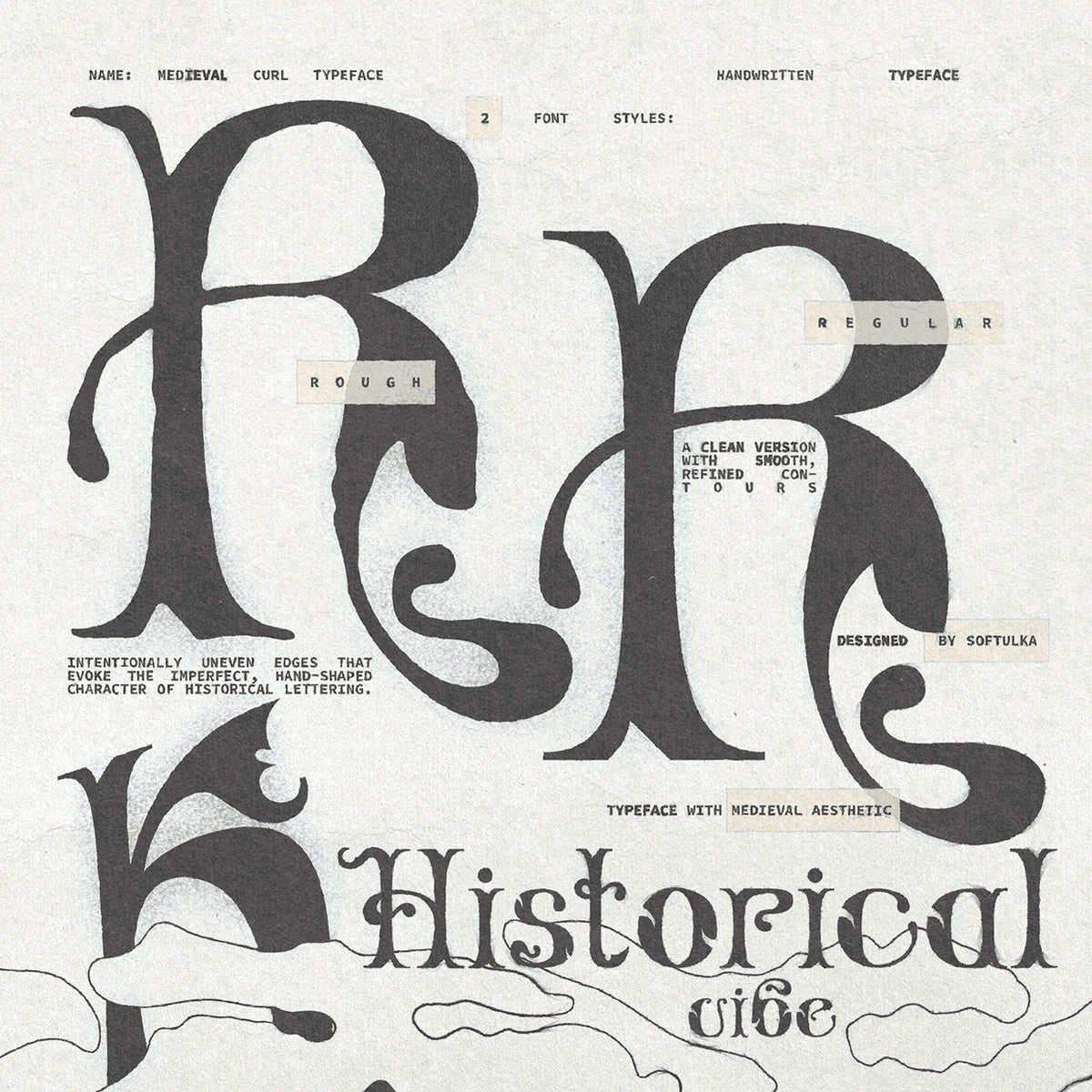 Medieval Curl Typeface Softulka