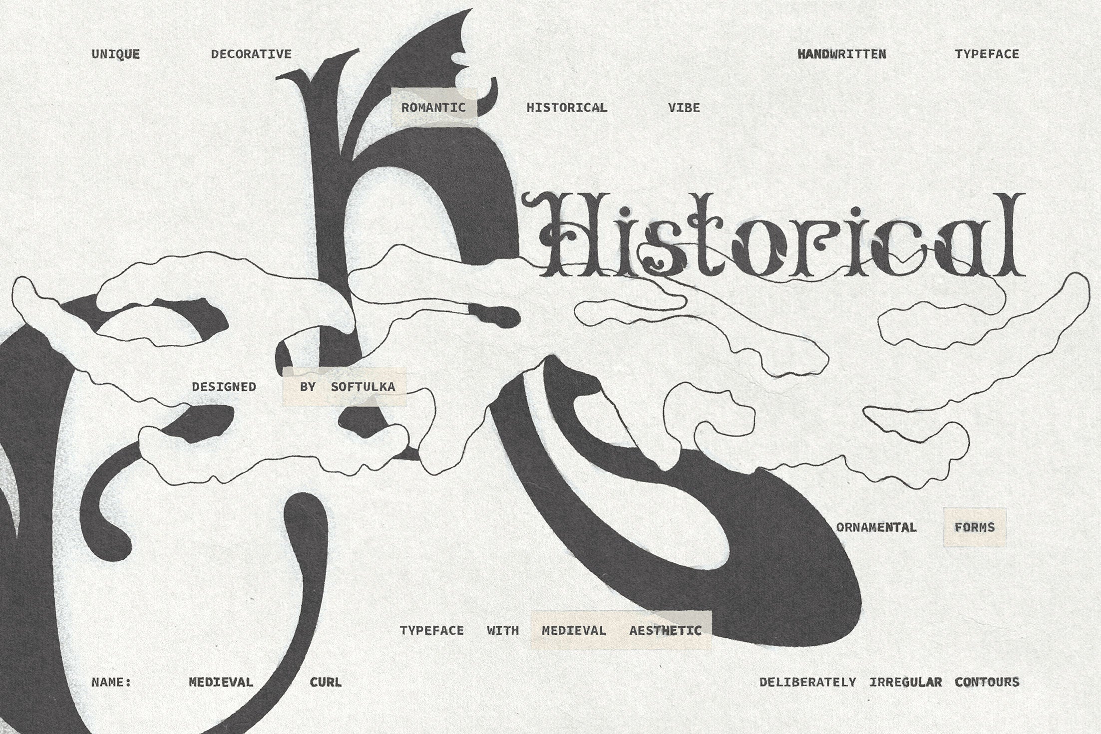 Medieval Curl Typeface Softulka