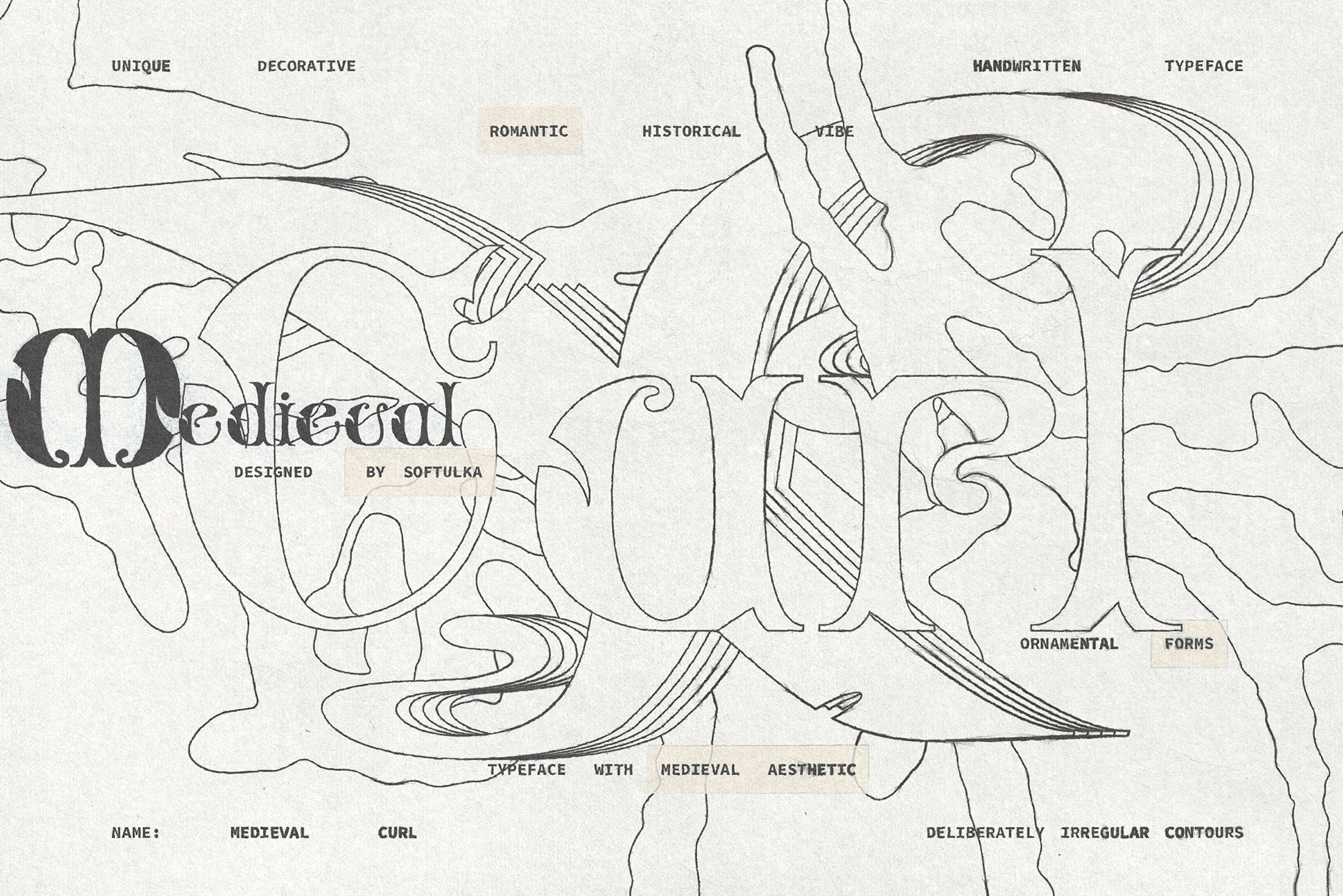 Medieval Curl Typeface Softulka