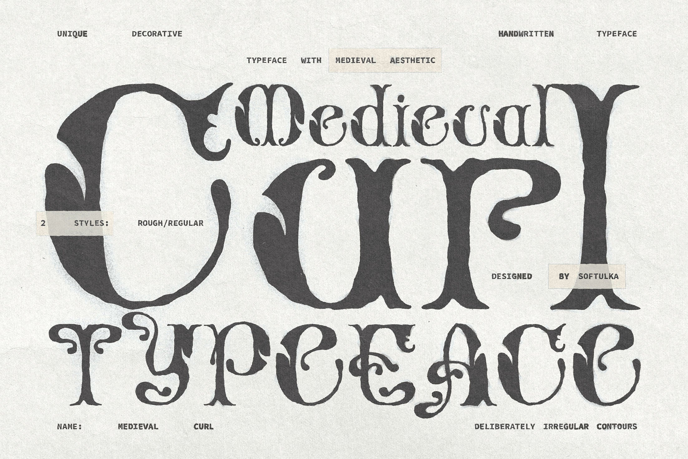 Medieval Curl Typeface Softulka