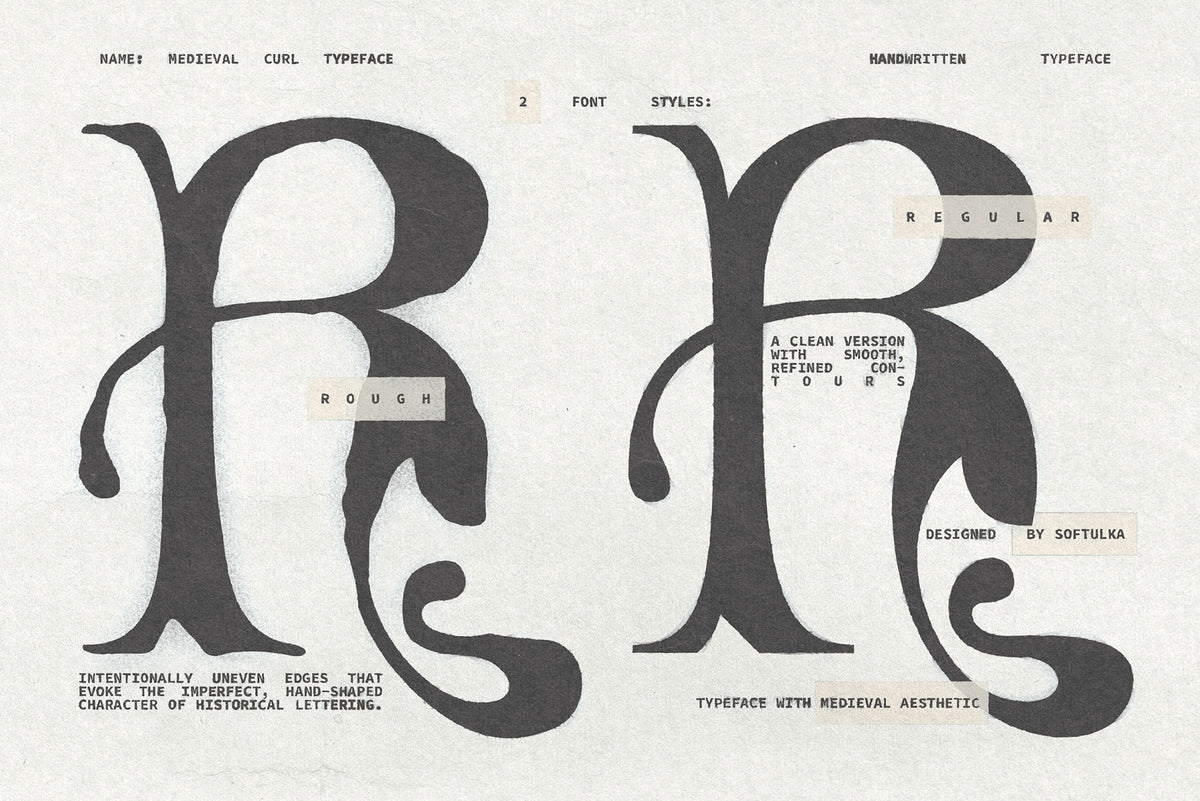 Medieval Curl Typeface Softulka