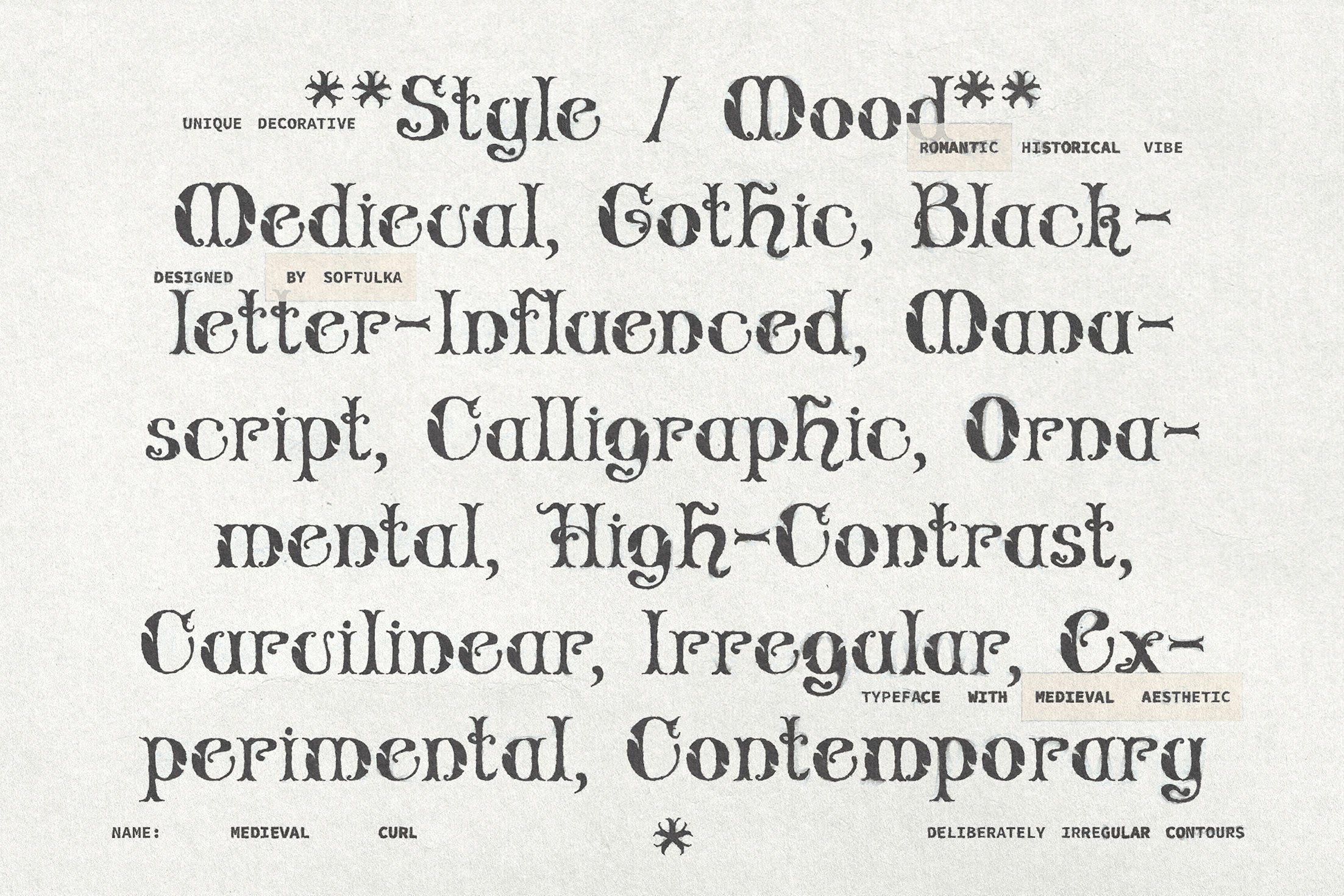 Medieval Curl Typeface Softulka