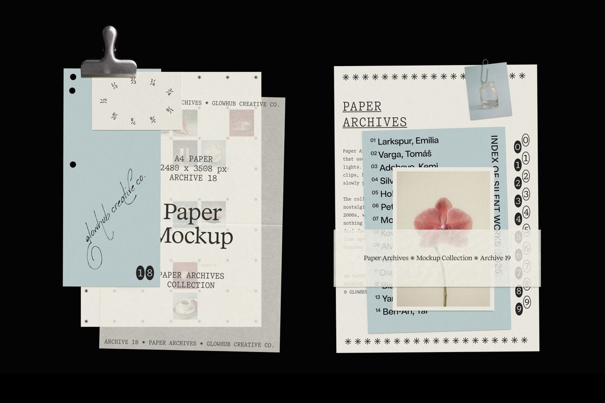 Paper Archives • Complete Mockup Collection Glowhub Creative Co.