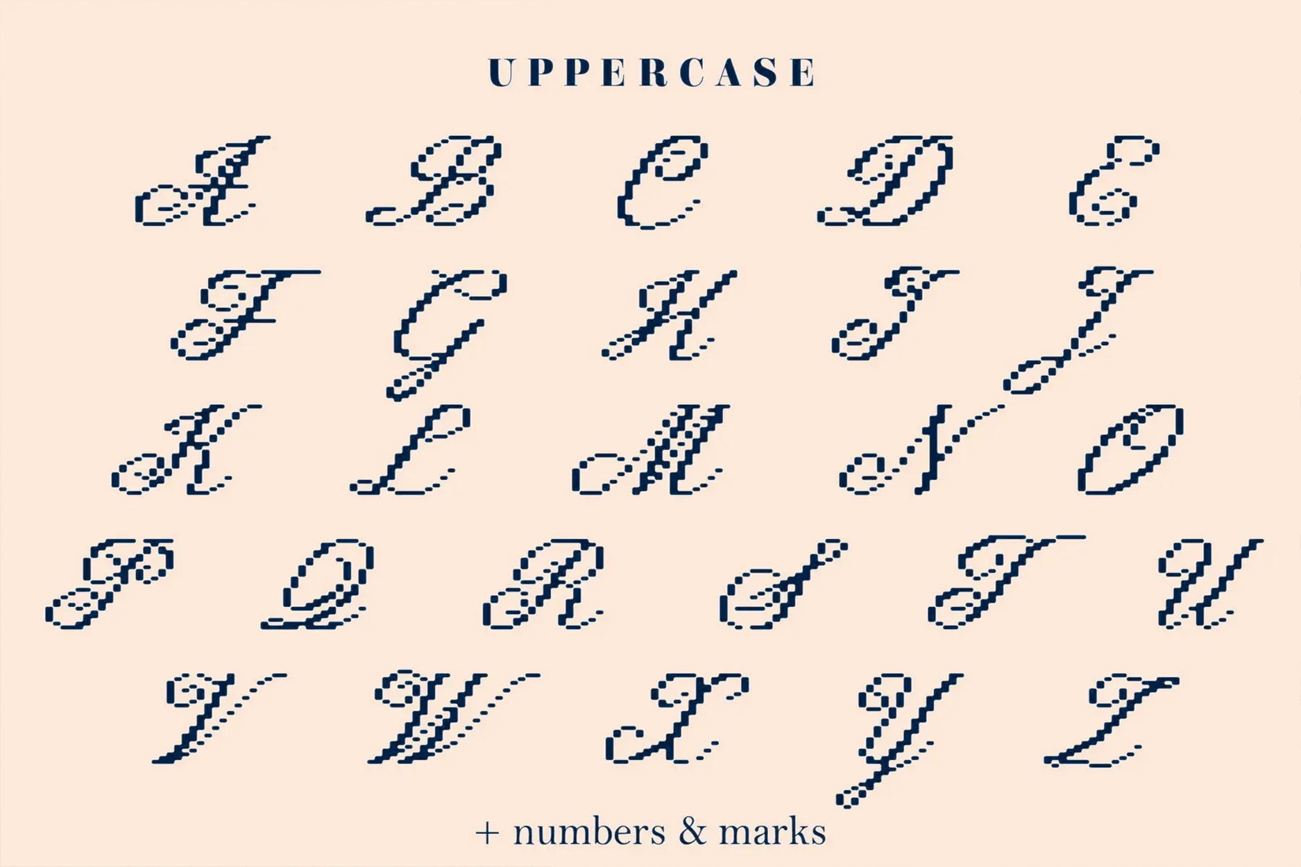 Faint Era Pixel Calligraphic Script Victoria Strukovskaya