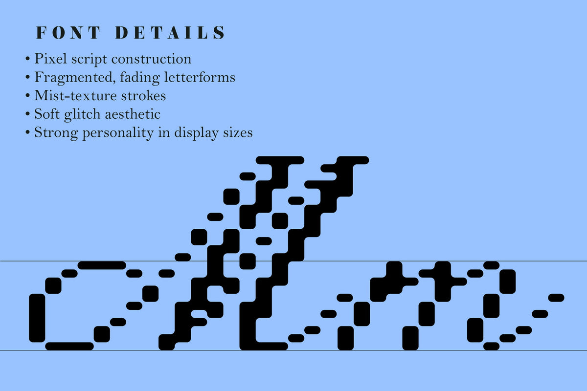 Faint Era Pixel Calligraphic Script Victoria Strukovskaya
