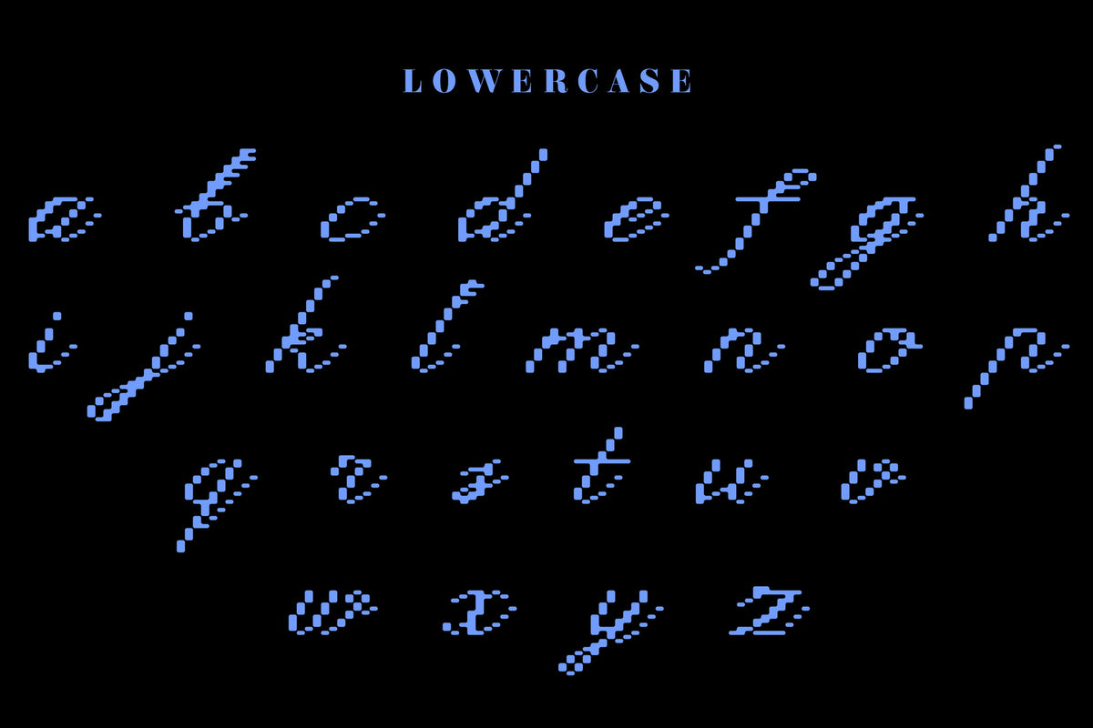 Faint Era Pixel Calligraphic Script Victoria Strukovskaya