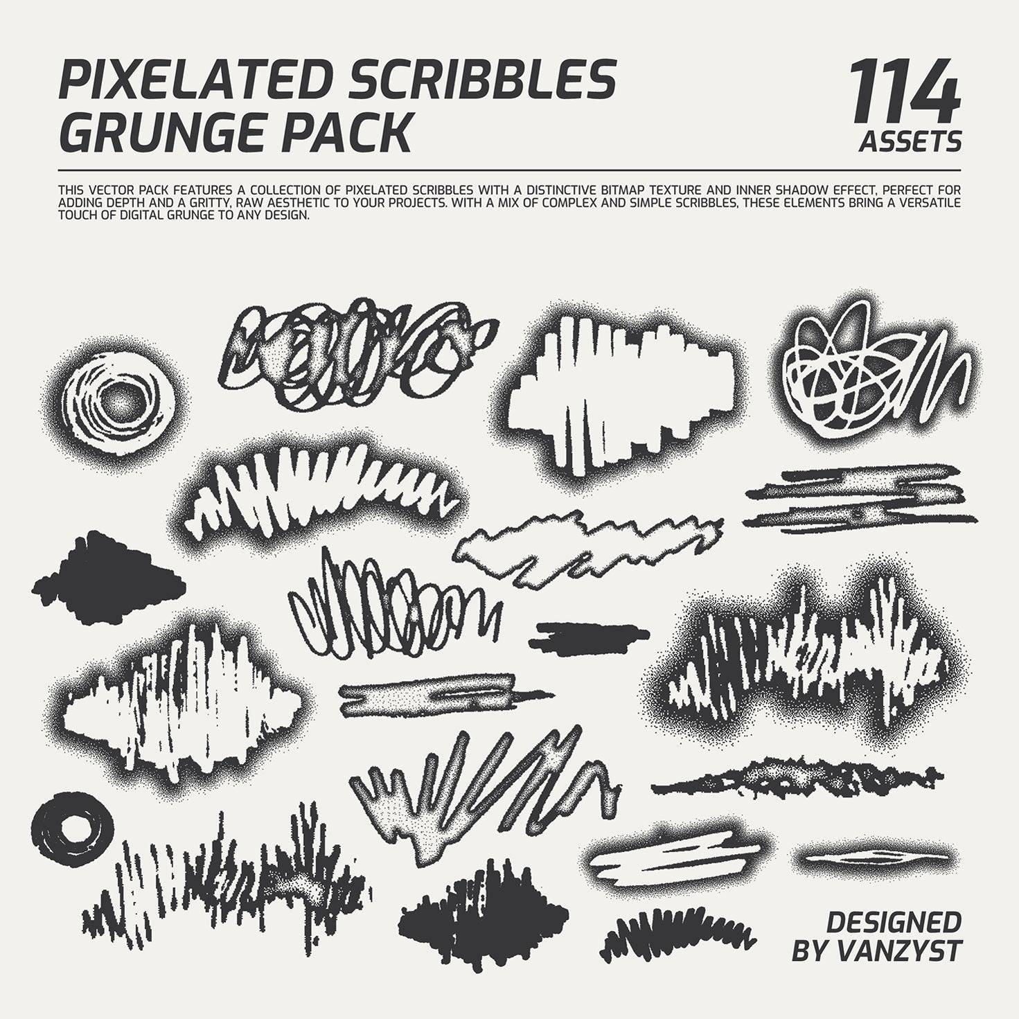 Pixelated Grunge Scribbles Pack