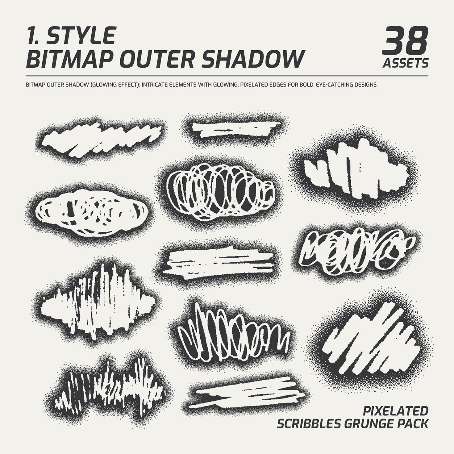 Pixelated Grunge Scribbles Pack