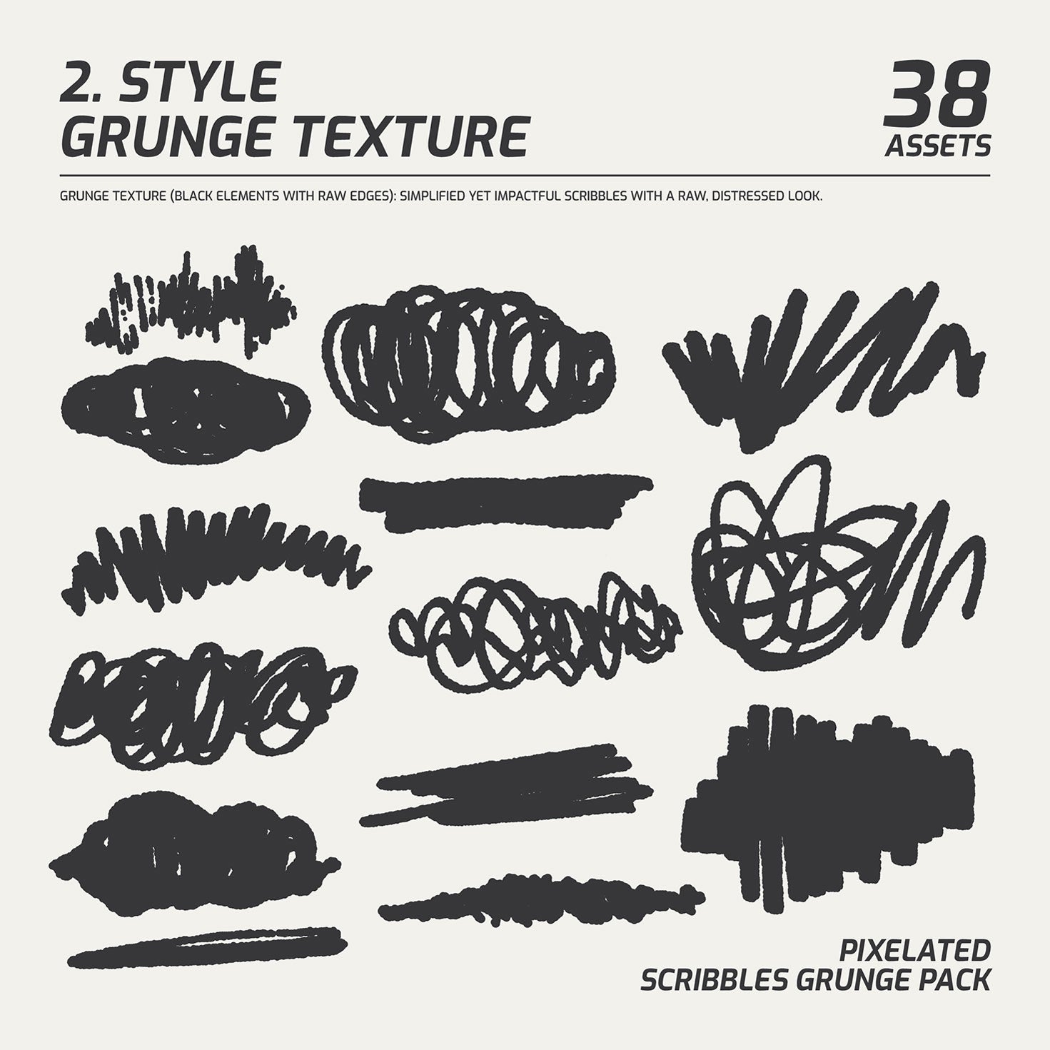 Pixelated Grunge Scribbles Pack