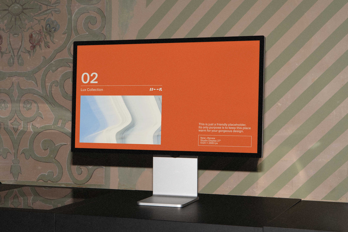 Vintage Luxury Studio Display Mockup • LUX 002 New—Renew