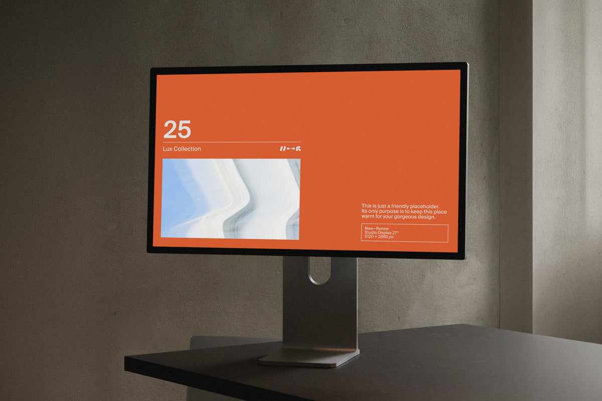 Vintage Office Studio Display Mockup • LUX 025 New—Renew