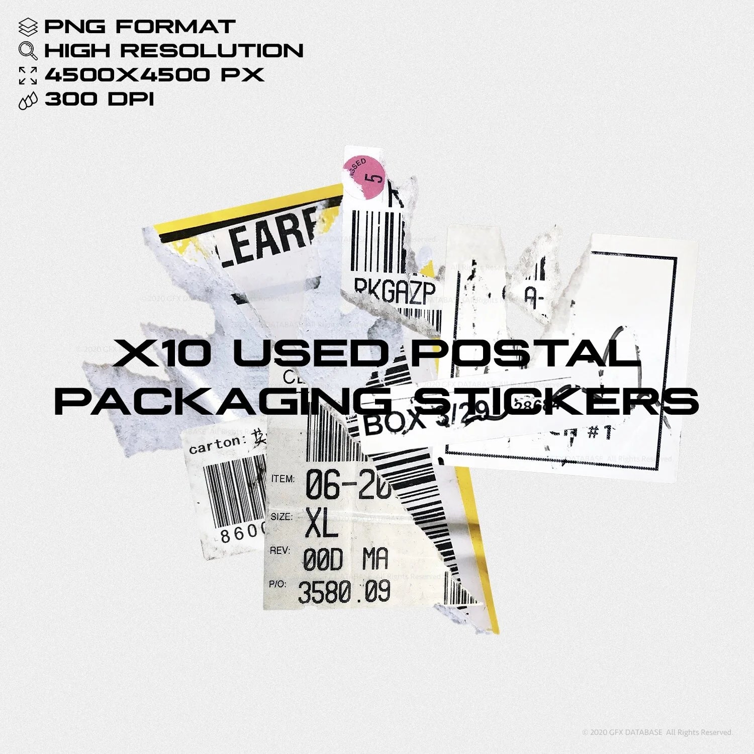 Used Postal Packaging Stickers (Vol.1) GFX Database