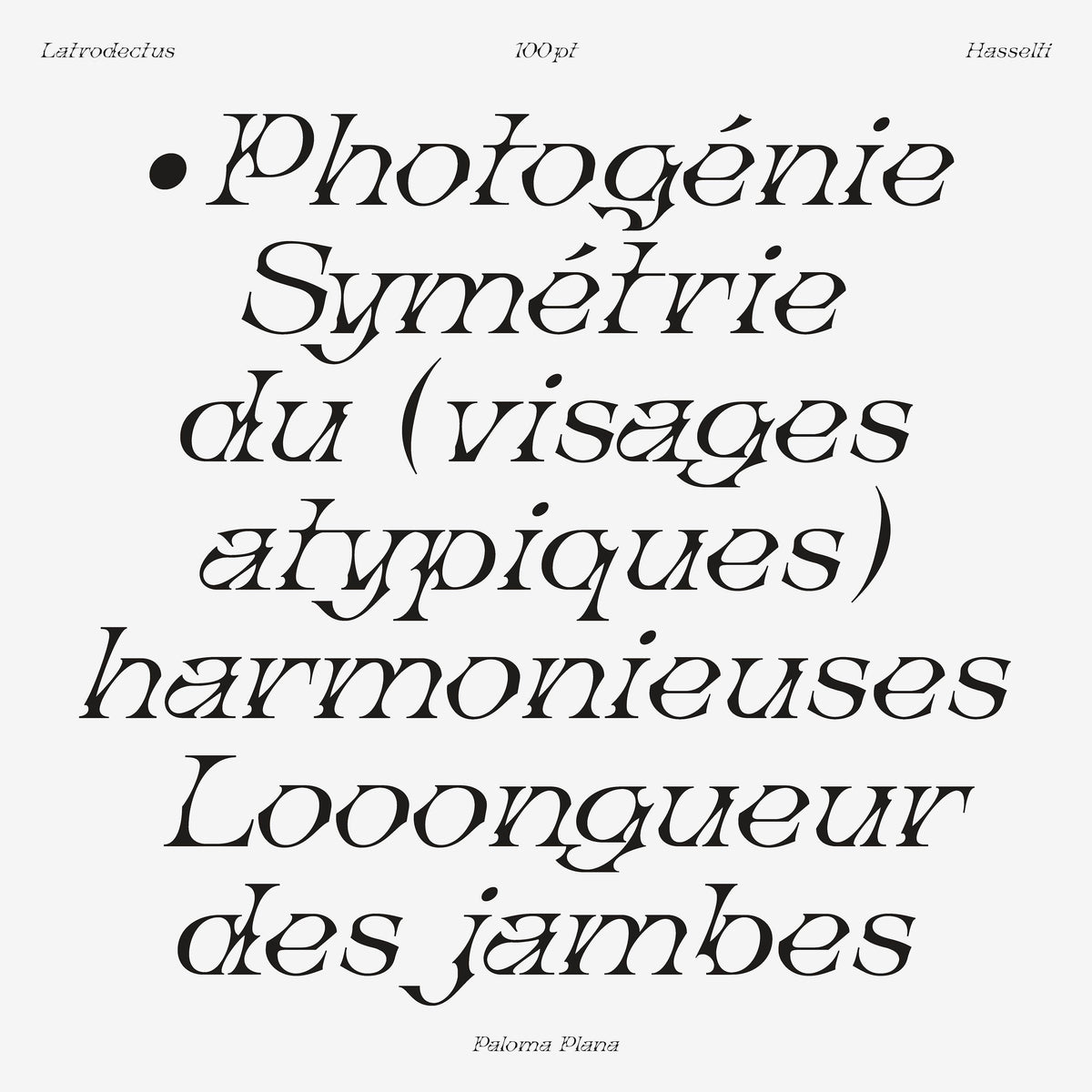 Latrodectus Hasselti Typeface Paloma Plana