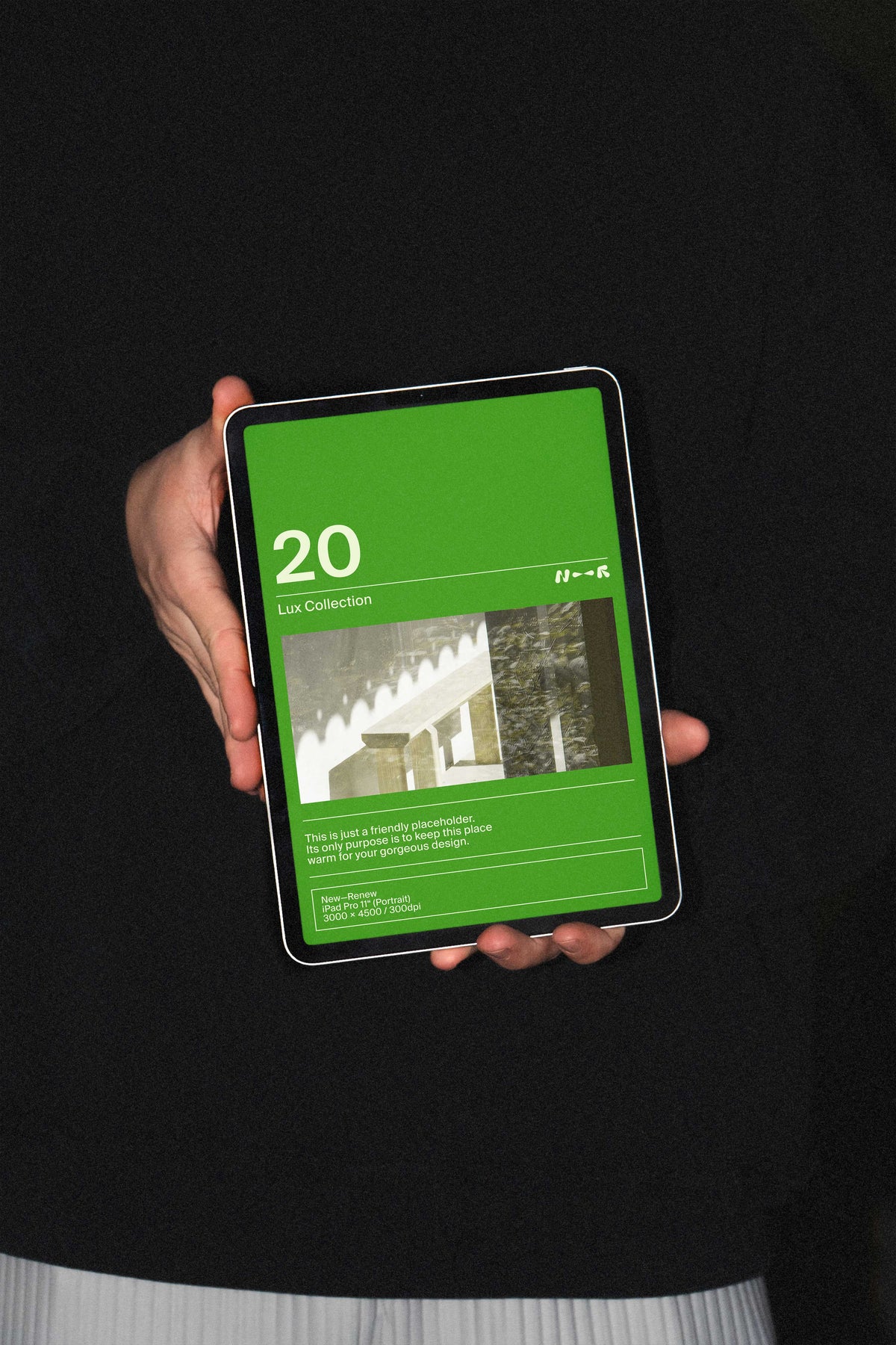 Clean Handheld iPad Pro Mockup • LUX 020 New—Renew