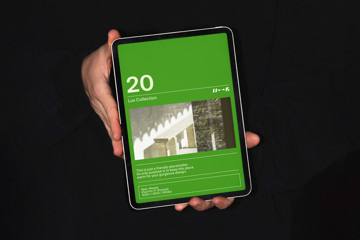 Clean Handheld iPad Pro Mockup • LUX 020 New—Renew