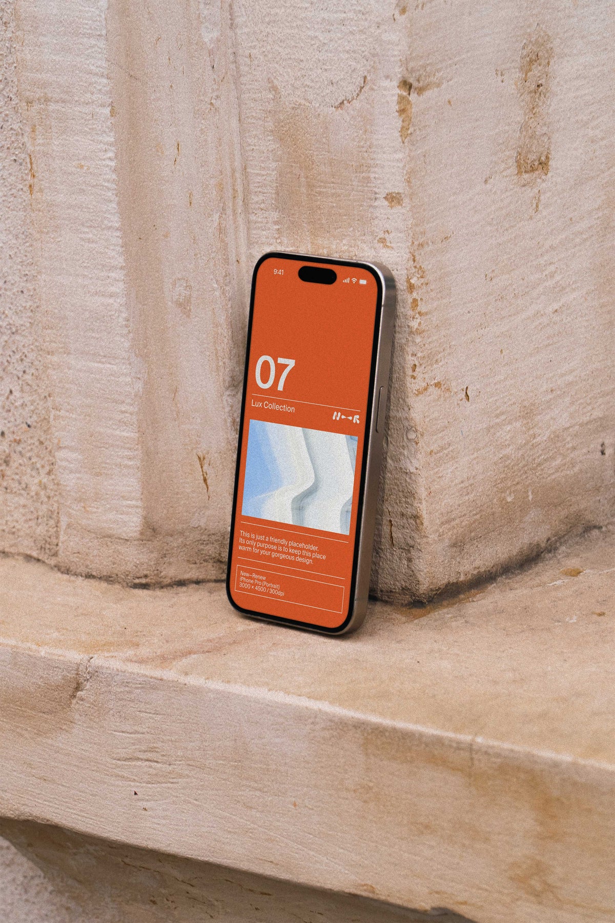 Vintage Stone iPhone Pro Mockup • LUX 007 New—Renew