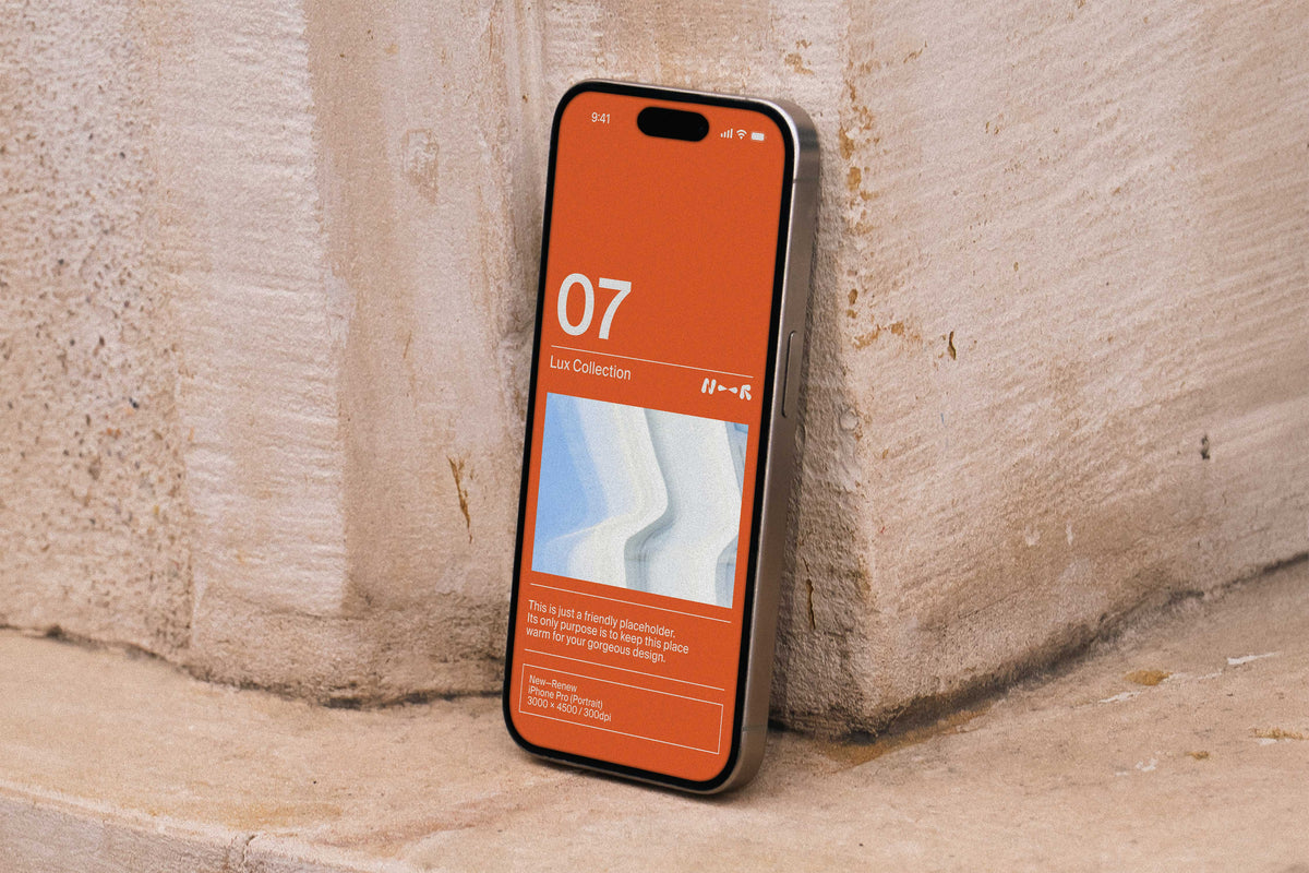 Vintage Stone iPhone Pro Mockup • LUX 007 New—Renew