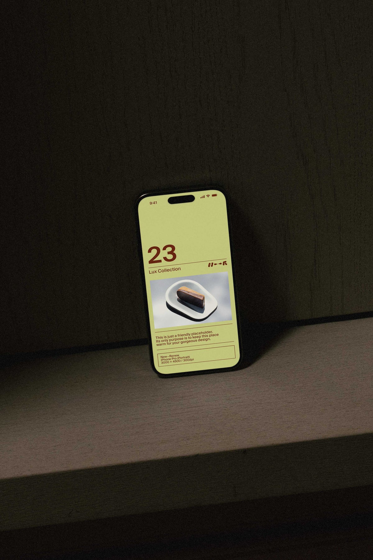 Stained Wood iPhone Pro Mockup • LUX 023 New—Renew