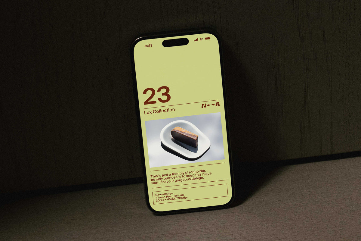 Stained Wood iPhone Pro Mockup • LUX 023 New—Renew